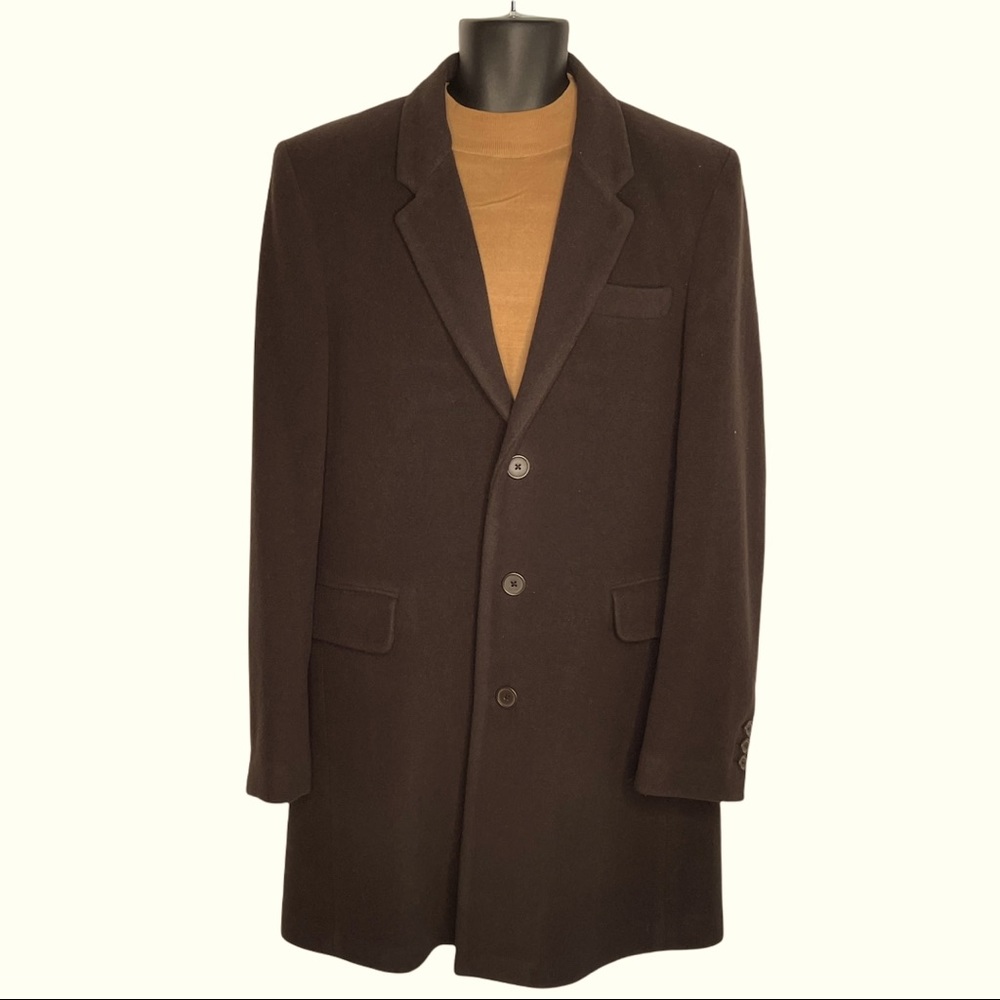 The Men’s Store BLOOMINGDALES Wool Blend Overcoat Single-Breasted Brown Size 42R